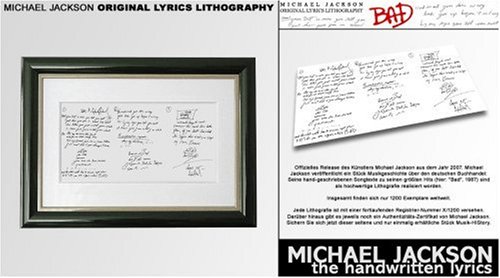 Bad. Original Lyrics Lithography: Michael Jackson: the Hand-written Lyrics. (9780976889120) by Jackson, Michael