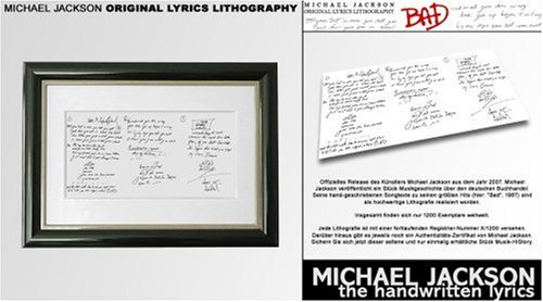 9780976889120: Bad. Original Lyrics Lithography: Michael Jackson: the Hand-written Lyrics.
