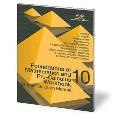 9780978087265: Foundations of Math and PreCalculus 10 Workbook Student Solution Manual