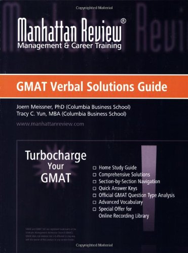 Beispielbild fr Manhattan Review Turbocharge Your GMAT: Verbal Solutions Guide zum Verkauf von HPB-Red
