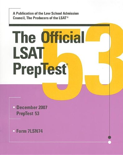 Beispielbild fr The Official LSAT PrepTest 53 (Official LSAT PrepTest) zum Verkauf von Better World Books