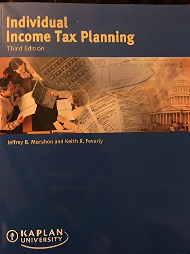 Beispielbild fr Individual Income Tax Planning zum Verkauf von Better World Books