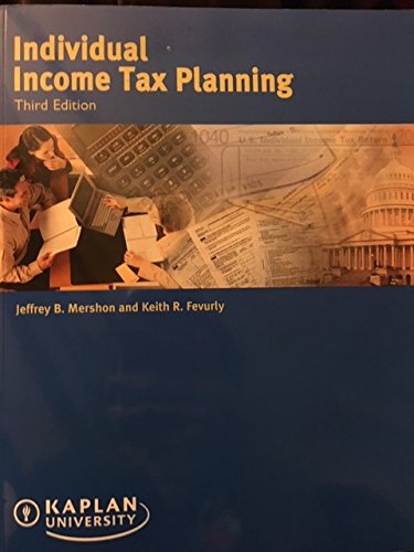 Imagen de archivo de Individual Income Tax Planning a la venta por Better World Books