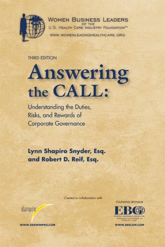 Beispielbild fr Answering the Call: Understanding the Duties, Risks, and Rewards of Corporate Governance zum Verkauf von SecondSale