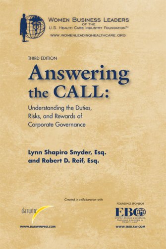 Imagen de archivo de Answering the Call: Understanding the Duties, Risks, and Rewards of Corporate Governance a la venta por SecondSale
