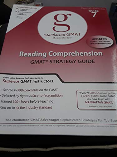 Beispielbild fr Reading Comprehension GMAT Preparation Guide: 7 (Manhattan GMAT Preparation Guide: Reading Comprehension) (Manhattan GMAT Preparation Guides) zum Verkauf von WorldofBooks