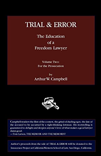 Imagen de archivo de "Trial and Error: The Education of a Freedom Lawyer, Volume Two: For the a la venta por Hawking Books