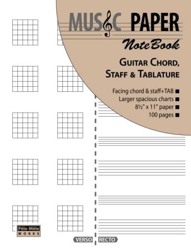 Imagen de archivo de MUSIC PAPER NoteBook - Guitar Chord, Staff & Tablature a la venta por GF Books, Inc.