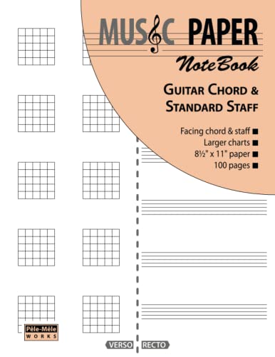 9780983049890: MUSIC PAPER NoteBook - Guitar Chord & Standard Staff