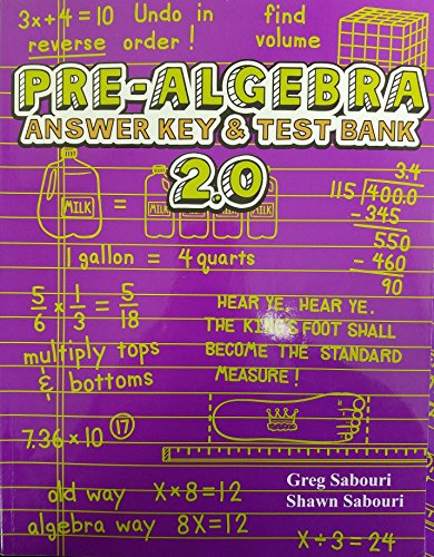 Beispielbild fr Teaching Text Books PRE Algebra 2.0 Answer Key and Test Bank zum Verkauf von SecondSale