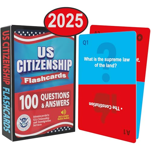 US Citizenship Flash Cards 2024 Naturalization Test Study Guide with