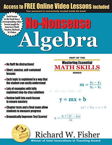 Imagen de archivo de No-Nonsense Algebra: Part of the Mastering Essential Math Skills Series a la venta por KuleliBooks