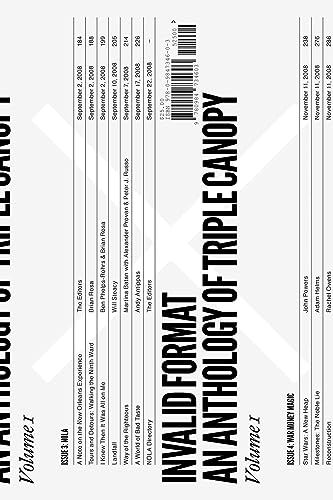Imagen de archivo de Invalid Format: An Anthology of Triple Canopy: Volume 1 a la venta por ThriftBooks-Dallas