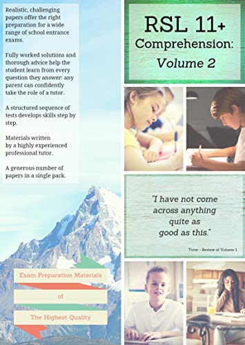 Beispielbild fr 11+ English Comprehension by RSL: Volume 2 - Practice Papers with Detailed Answers & Explanations for 11 Plus / KS2 English zum Verkauf von WorldofBooks