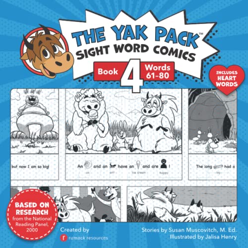 

The Yak Pack: Sight Word Stories: Book 4: Comic Books to Practice Reading Dolch Sight Words (61-80) (The Yak Pack – Phonics & Sight Words)