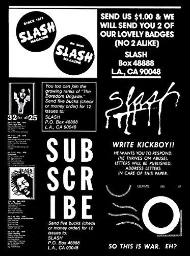 Beispielbild fr Slash: A Punk Magazine from Los Angeles: 1977-1980 zum Verkauf von Read Books