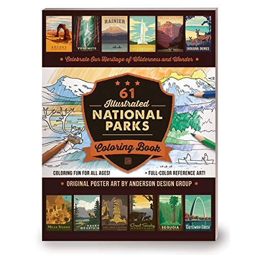 Stock image for 61 Illustrated National Parks Coloring Book [paperback] Anderson Design Group [July 01, 2019] for sale by beneton