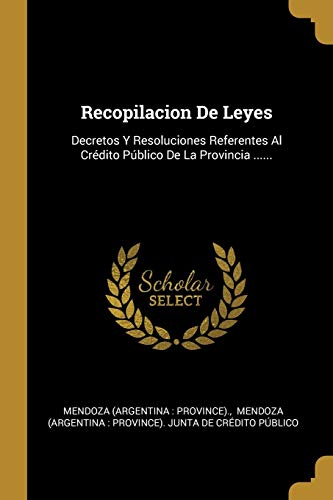 Stock image for Recopilacion De Leyes: Decretos Y Resoluciones Referentes Al Crdito Pblico De La Provincia . (Spanish Edition) for sale by Lucky's Textbooks