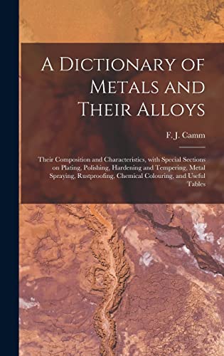 Imagen de archivo de A Dictionary of Metals and Their Alloys; Their Composition and Characteristics, With Special Sections on Plating, Polishing, Hardening and Tempering, a la venta por GreatBookPrices