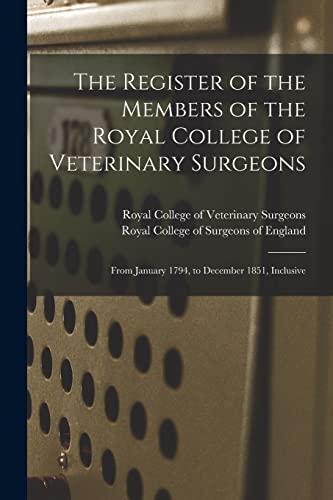 Stock image for The Register of the Members of the Royal College of Veterinary Surgeons for sale by PBShop.store US