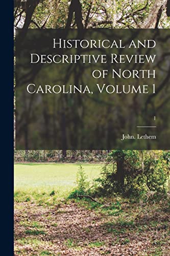 Imagen de archivo de Historical and Descriptive Review of North Carolina, Volume 1; 1 a la venta por Lucky's Textbooks