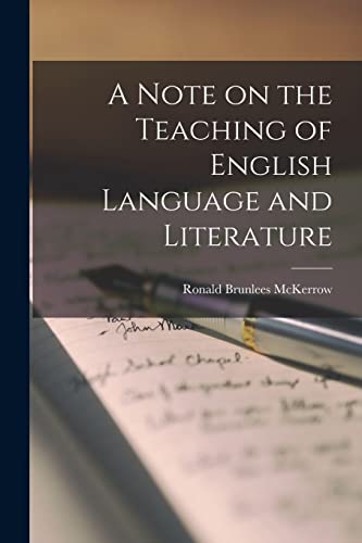 Stock image for A Note on the Teaching of English Language and Literature for sale by PBShop.store US