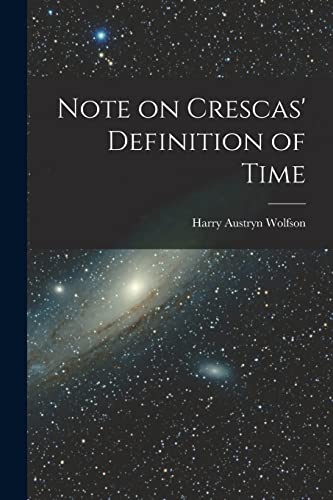 Imagen de archivo de Note on Crescas' Definition of Time a la venta por PBShop.store US