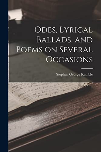 Imagen de archivo de Odes, Lyrical Ballads, and Poems on Several Occasions a la venta por PBShop.store US