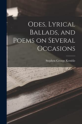 Stock image for Odes, Lyrical Ballads, and Poems on Several Occasions for sale by PBShop.store US