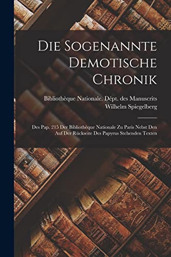 Stock image for Die sogenannte demotische Chronik for sale by PBShop.store US
