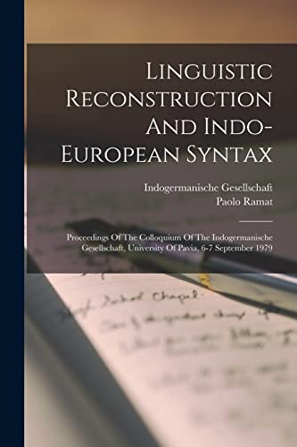 Imagen de archivo de Linguistic Reconstruction And Indo-european Syntax a la venta por PBShop.store US