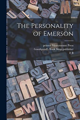 Imagen de archivo de The Personality of Emerson a la venta por THE SAINT BOOKSTORE