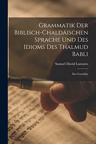 Beispielbild fr Grammatik der Biblisch-Chaldaischen Sprache und des Idioms des Thalmud Babli: Ein Grundriss zum Verkauf von THE SAINT BOOKSTORE