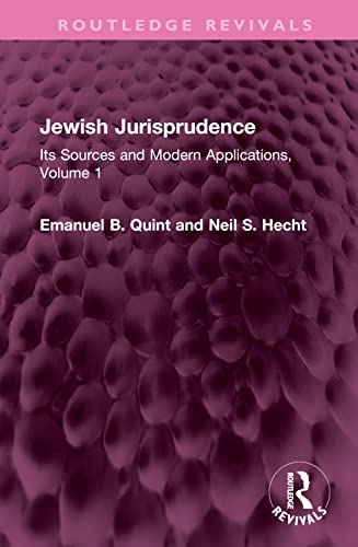 Beispielbild fr Jewish Jurisprudence. Volume 1 zum Verkauf von Blackwell's