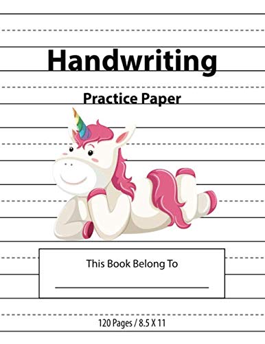 Beispielbild fr Handwriting Practice Paper: Lined Notebook Journals for Kids (Primary, Preschool, School, Kindergarden) : Write Alphabets / Numbers / Improve Writing . 120 pages, Unicorn Cartoon Cover Design zum Verkauf von Revaluation Books