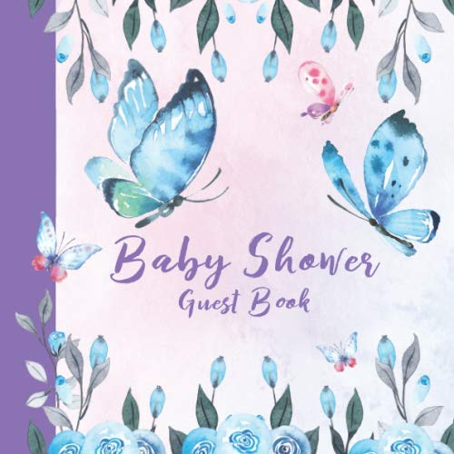 Stock image for Baby Shower Guest Book: Butterfly Purple Theme Guestbook with Advice for Parents, Gift Log + Scrapbooking Pages | Enchanted Garden Lavender Blue Gender Neutral for sale by SecondSale