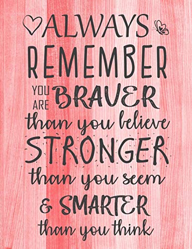 Imagen de archivo de Always Remember You are Braver than you believe - Stronger than you seem & Smarter thank you think: Inspirational Journal - Notebook to Write In for . Journals - Notebooks for Women & Girls) a la venta por SecondSale