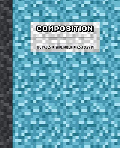 Imagen de archivo de Composition: Wide Ruled Writing Notebook For Boys and Girls, Teal Blue Pixel Gamer Pattern Blank Lined Book a la venta por Ergodebooks