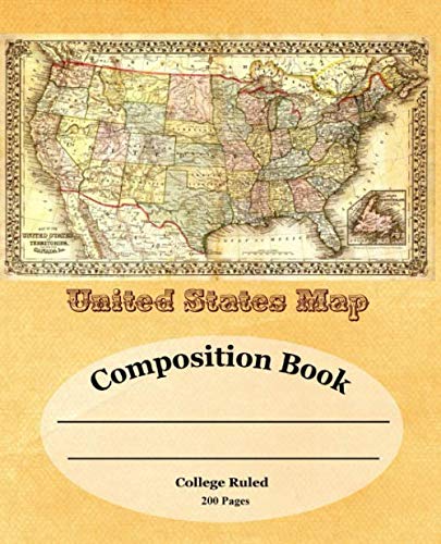 9781075319990: United States Map Composition Book, College Ruled: Back to school, 200 page notebook for school, classwork, Notes, Journal, Diary Paperback