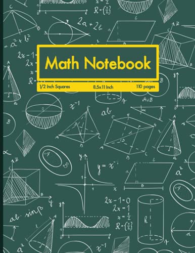 9781075478413: Math Notebook: 1/2 Inch Squares Lined Graph Paper Composition Notebook for Math and Science - 112 Pages, 8.5 x 11 with thick solid lines.