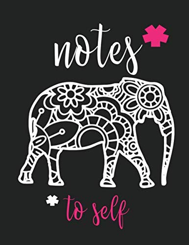 Beispielbild fr Notes to Self: Journal Notebook with Elephant Sketch on Black Cover and Large Blank Lined Pages zum Verkauf von Revaluation Books