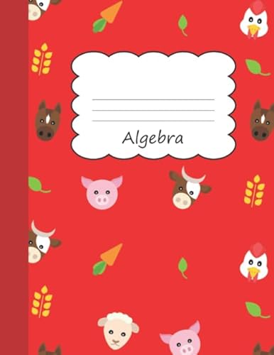 Stock image for Algebra: Animal Farm Large Blank 4 x 4 Quadrille Squared Coordinate Grid Paper | Horse Sheep Pig Cow Carrot Livestock Farming & Zoo Keeper Red Cover | . Primary Elementary | Cattle Farmer Farmhouse for sale by Revaluation Books