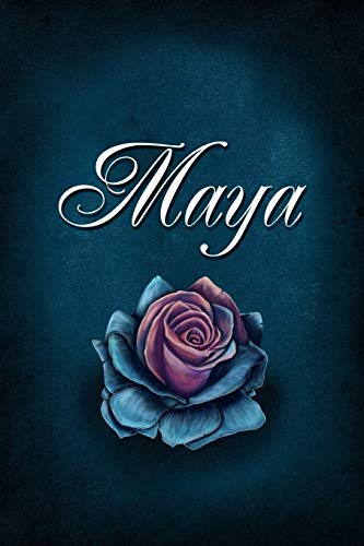 Stock image for Maya: Personalized Name Journal, Lined Notebook with Beautiful Rose Illustration on Blue Cover for sale by Revaluation Books