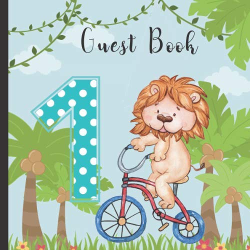 Stock image for Guest Book: Lion Theme Cute 1st Birthday Party Guest Book Includes Gift Tracker and Picture Memory Section (Lion Theme 1st Birthday Guest Books) for sale by Revaluation Books