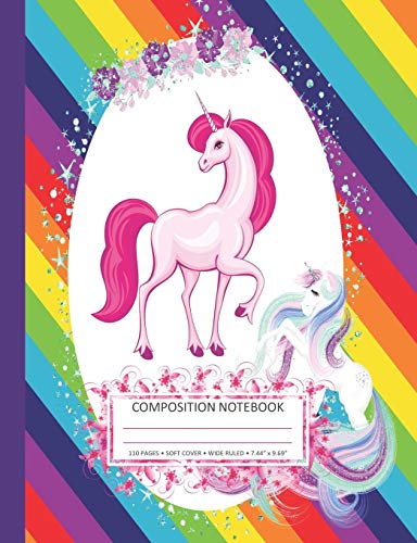 Stock image for Composition Notebook: Cute Pink Unicorn Rainbow Theme, Wide Ruled Primary School Book, SOFT Cover Unicorn Composition Notebook for Girls, Kids . Spine) (unicorn composition notebook set) for sale by Revaluation Books