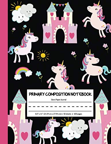 Beispielbild fr PRIMARY COMPOSITION NOTEBOOK: Primary Composition Story Paper Journal: Dashed Midline With Picture Spaces | 100 Pages Kids Story Notebook | Grades K-2 . Notebook | Black and Pink Unicorn Series zum Verkauf von Revaluation Books