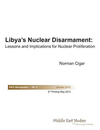 Imagen de archivo de Libya s Nuclear Disarmament: Lessons and Implications for Nuclear Proliferation (MES Monographs) a la venta por Revaluation Books