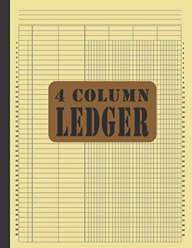 9781082514234: 4 Column Ledger: Account Record Keeping Books, General Columnar Ruled Ledger Book, Blank Accounting Bookkeeping Notebook, Paper Book Financial Accounting Journal 8.5"x11", 100 Pages