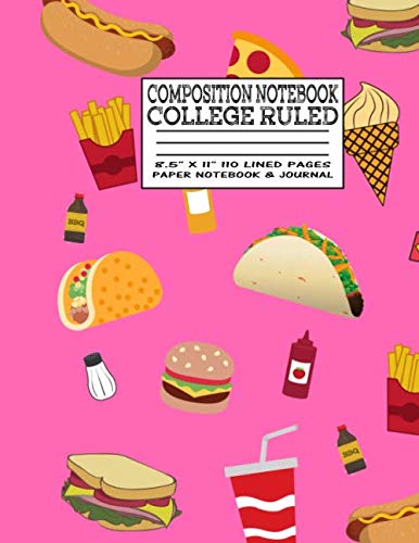 Stock image for Composition Notebook College Ruled 8.5" X 11" 110 Lined Pages Paper Notebook & Journal: Fast Food Hamburger Fry,Recipe,Prayer . School,Home School (Notebooks Party Fun) for sale by Revaluation Books