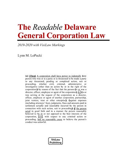 9781082899836: The Readable Delaware General Corporation Law: 2019-2020 with VisiLaw Markings